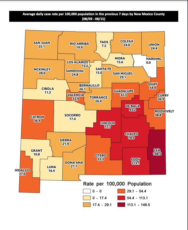 Week of Aug. 16 geographic COVID report