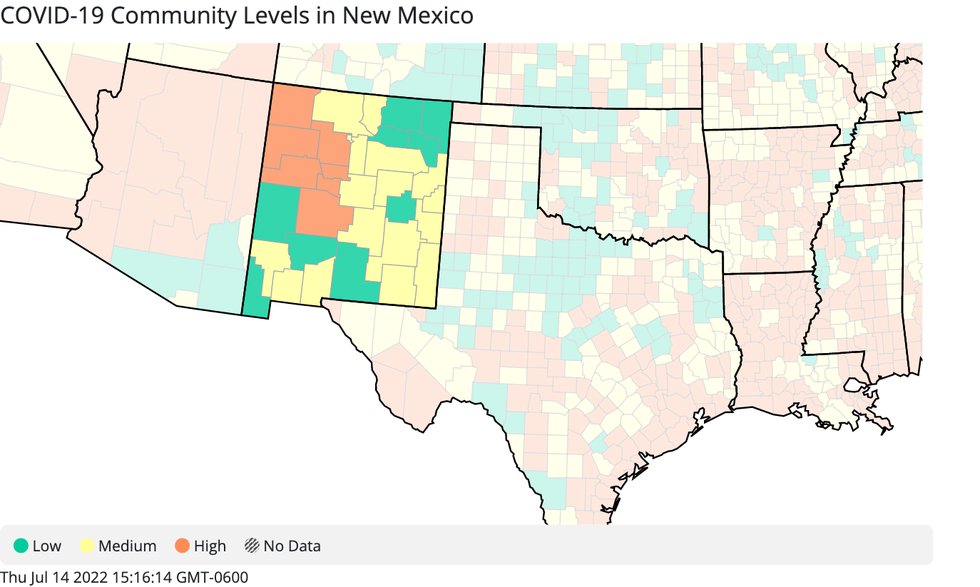 NM CDC COVID community levels july 14 2022