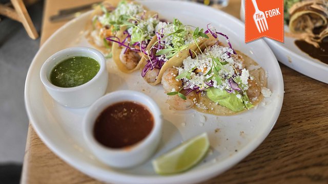 Fork Header: Shrimp Tacos from Escondido